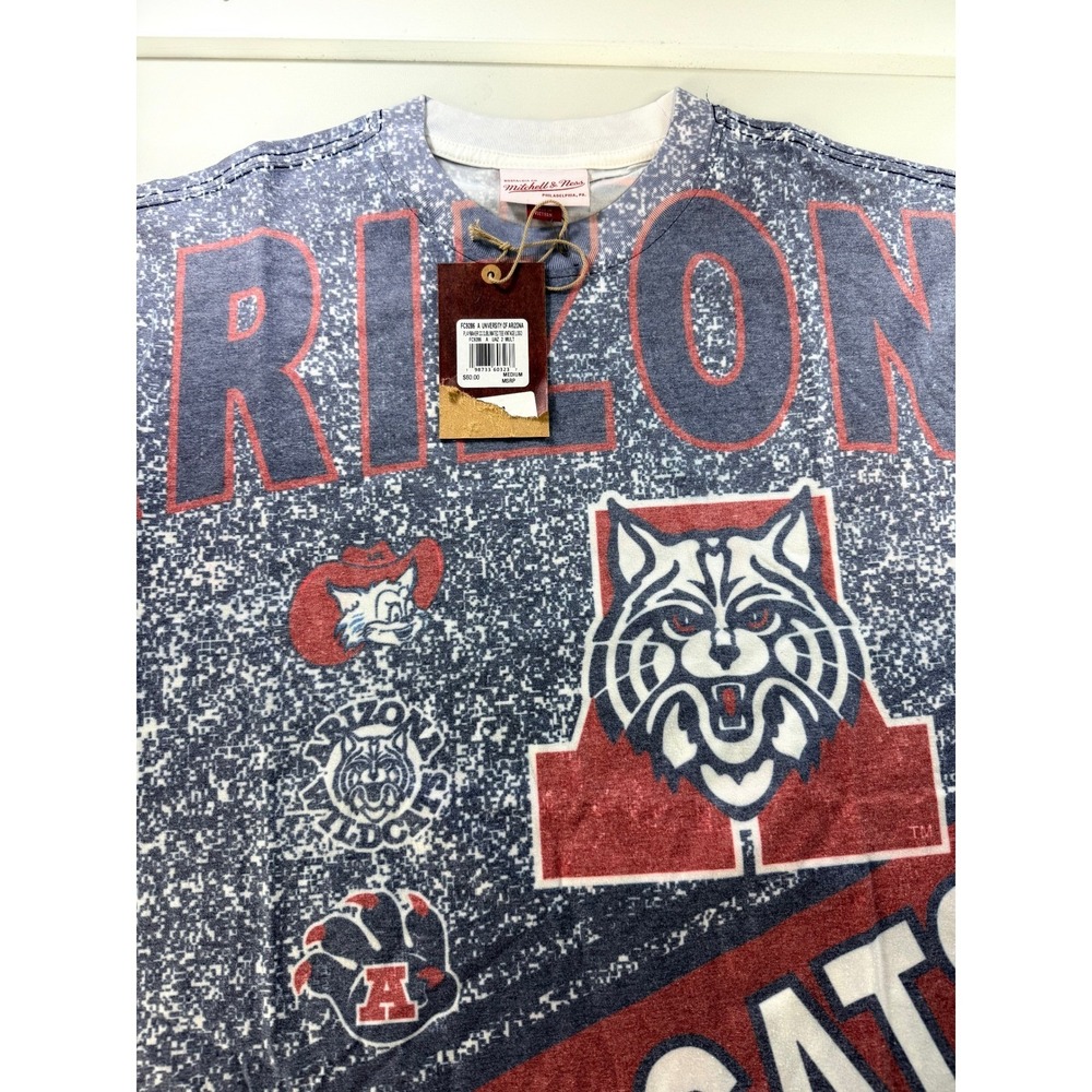 Mitchell & Ness Arizona Wildcats All Over Print Tee Shirt Mens Medium NCAA NEW - Picture 7 of 10
